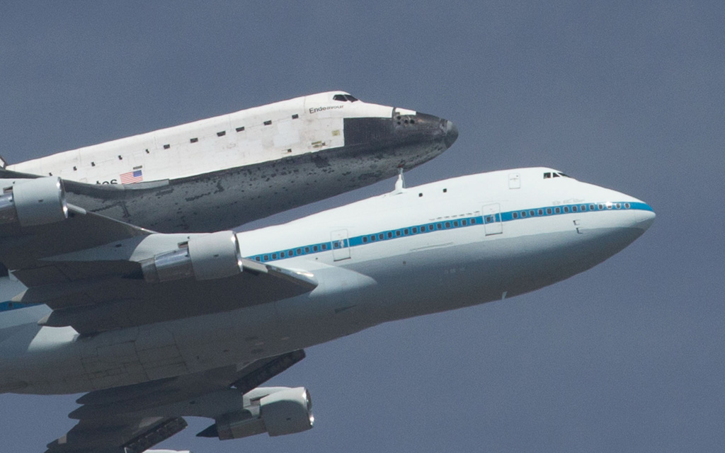 Space Shuttle Endeavor over Malibu California